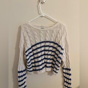 American Eagle Outfitters Cream and Navy Striped Sweater